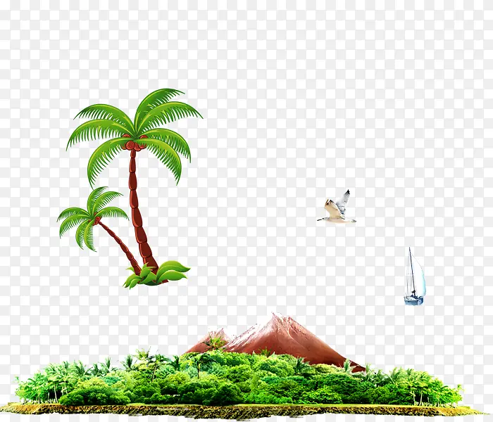 小岛和椰子树
