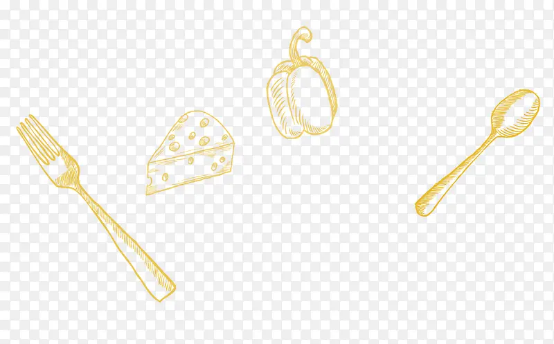 卡通黄色素描餐具食材装饰图案