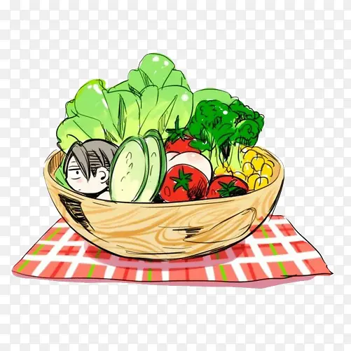 蔬菜篮子手绘画素材图片