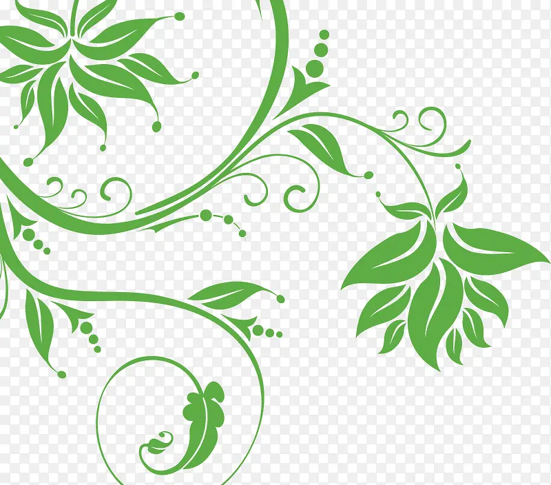 绿色植物花纹矢量图