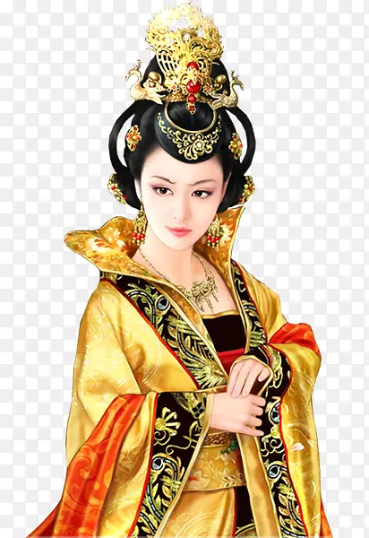 黄衣高贵典雅古风女子