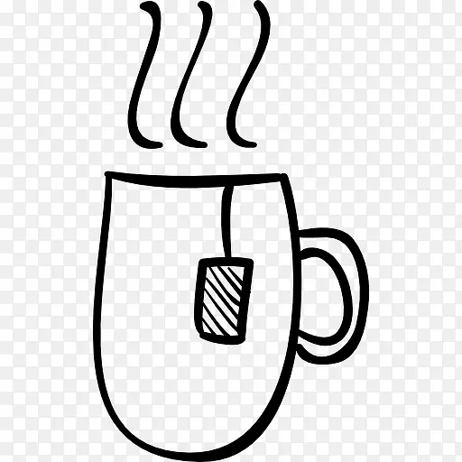 热茶杯手绘轮廓图标
