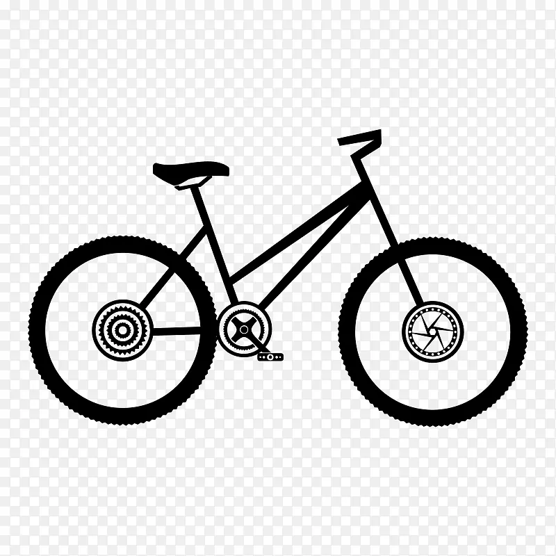黑色的卡通手绘自行车