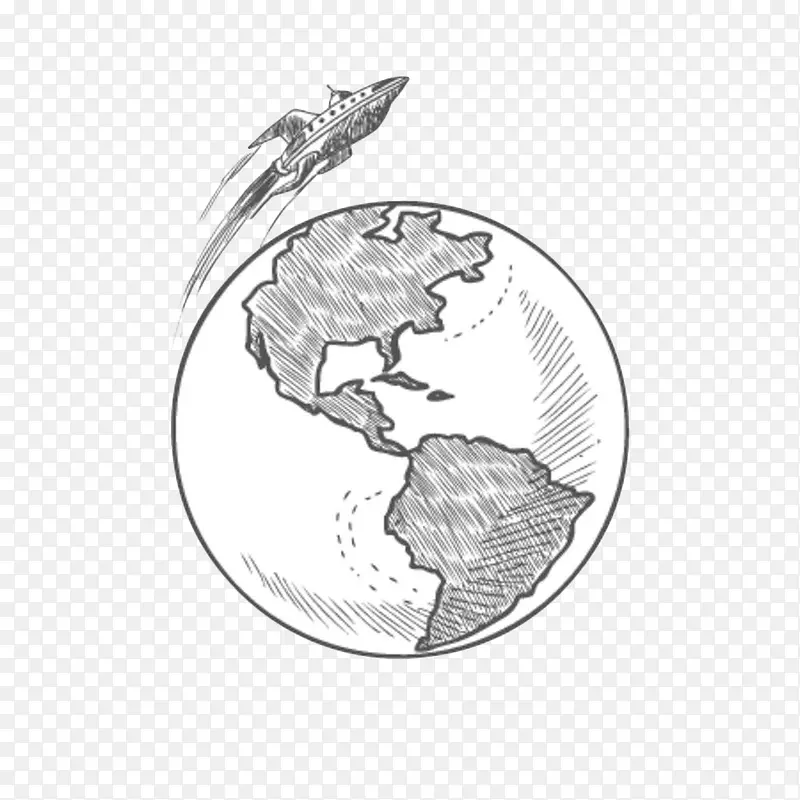 手绘地球环绕飞行
