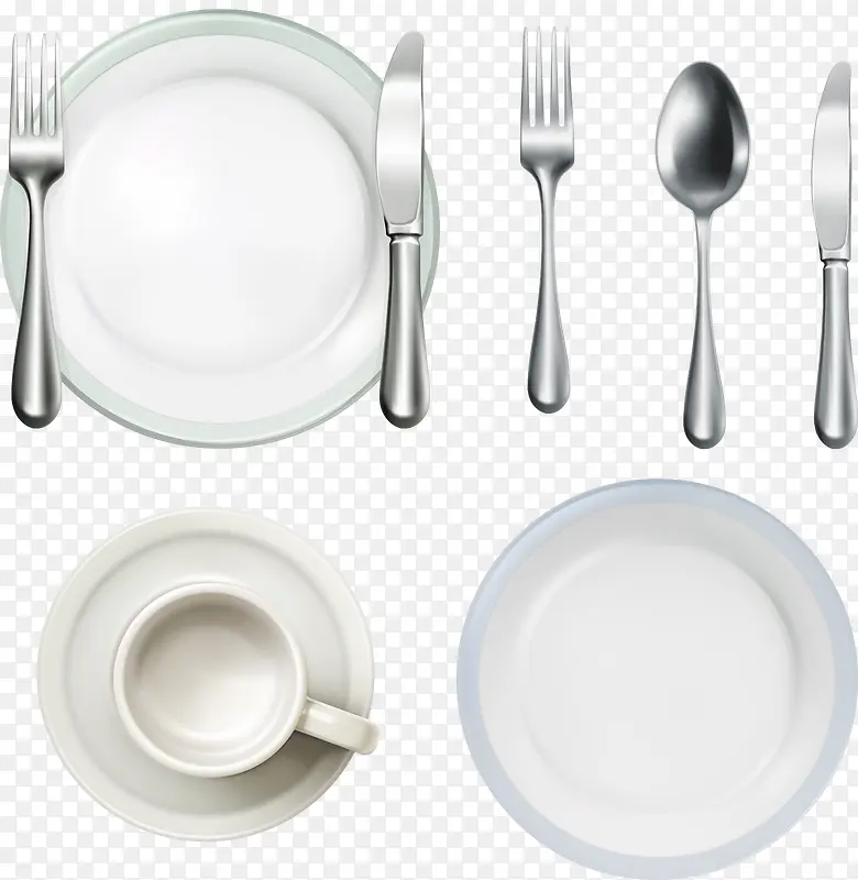 矢量餐具素材刀叉勺子盘子