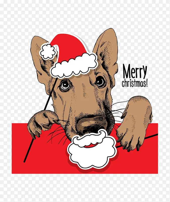 可爱的圣诞小狗手绘图