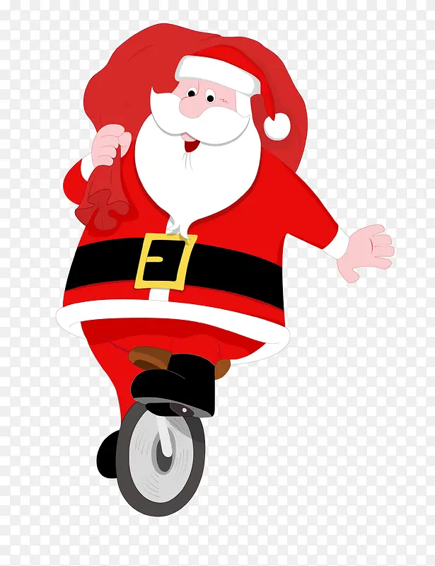 骑着单轮车的圣诞老人