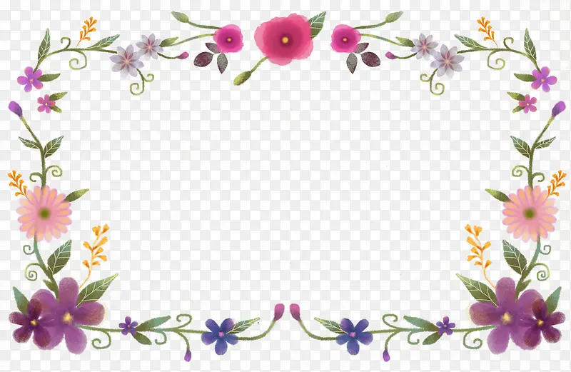 手绘花朵方形边框