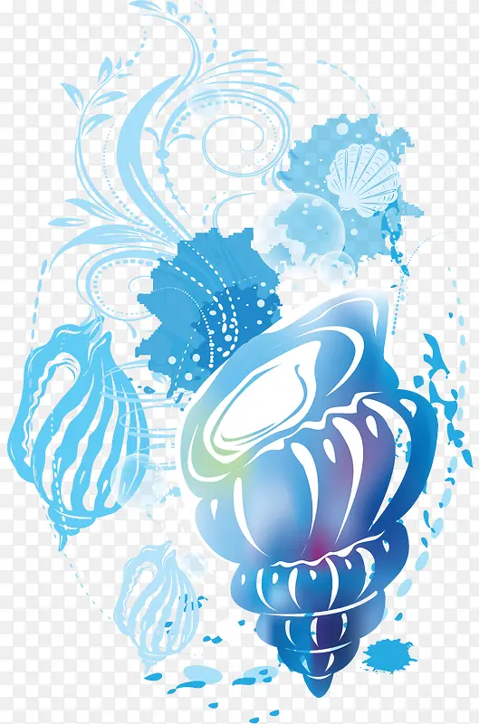 蓝色卡通海螺图片