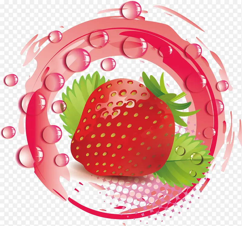 草莓 食物 水珠 装饰图案