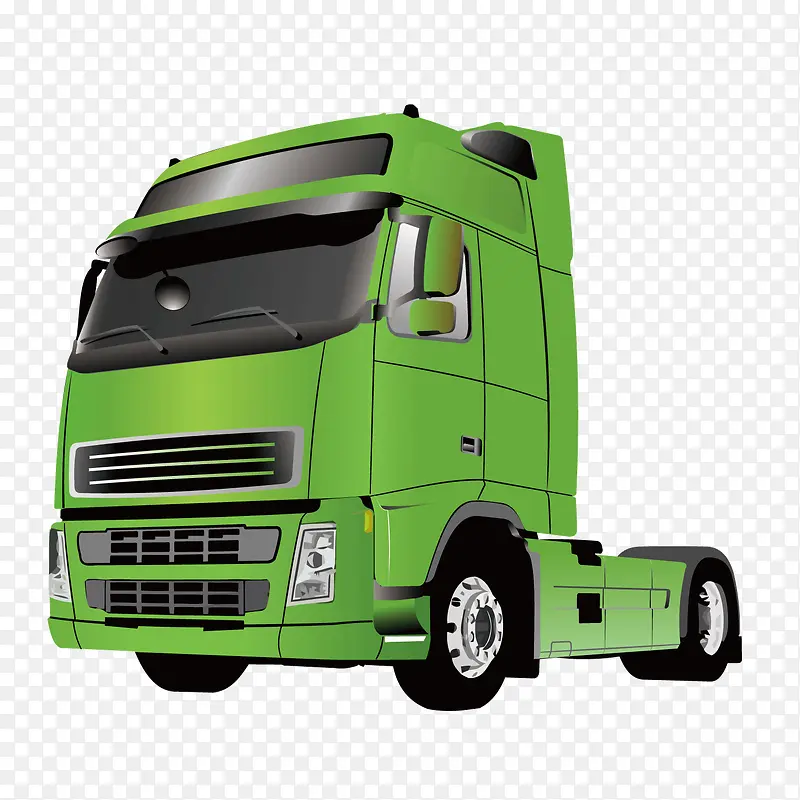 矢量卡车货车车头绿色