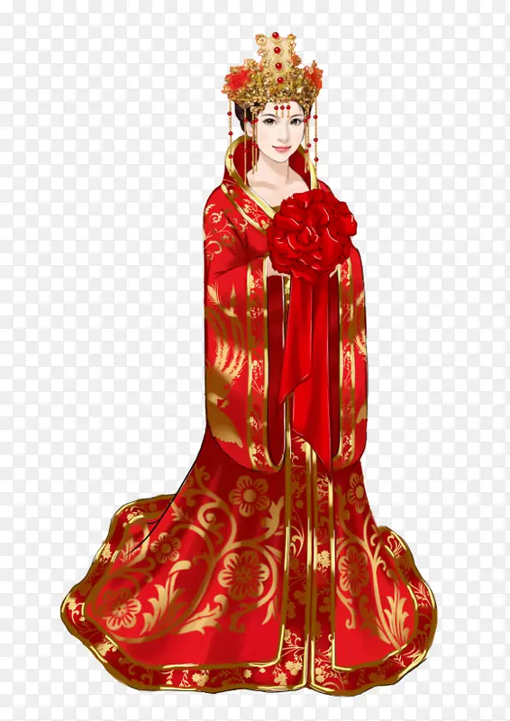 红衣新娘古风手绘
