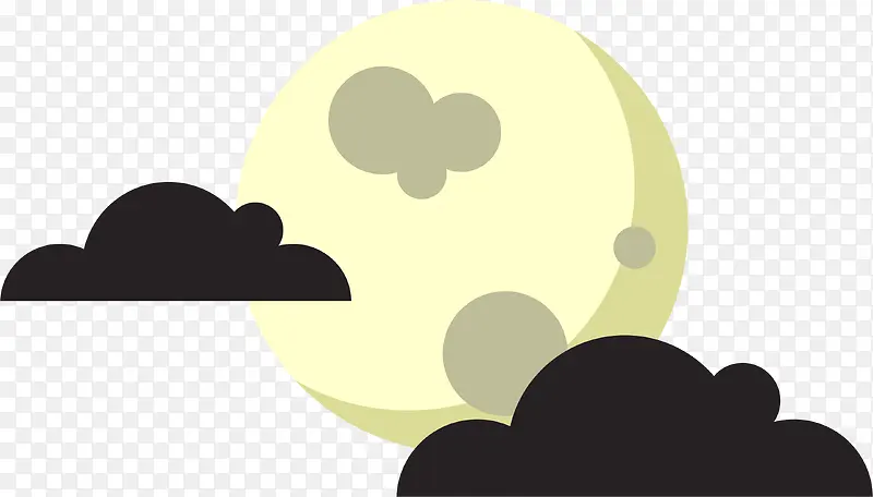 卡通月亮乌云