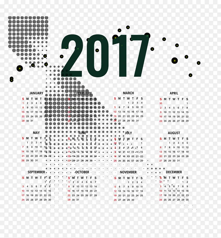 科技背景2017年日历
