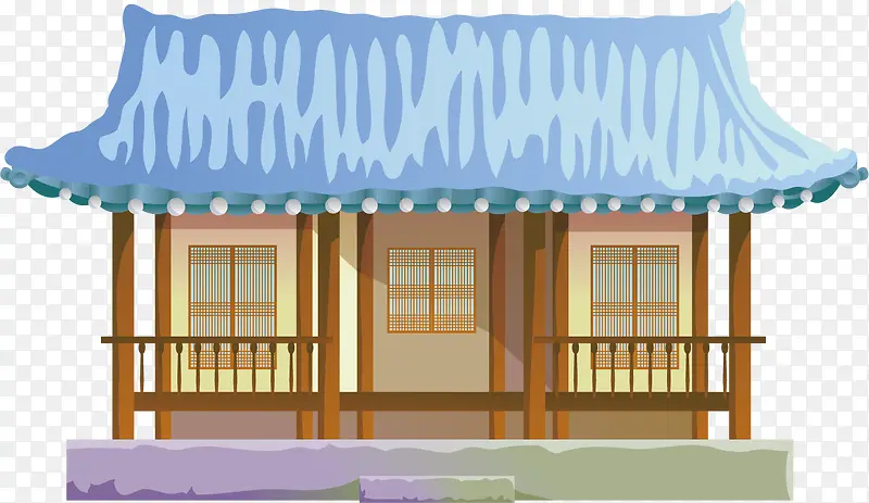 古代房屋冬季素材