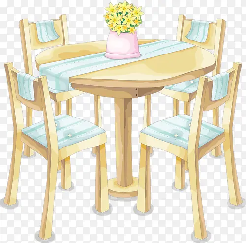 卡通木制餐桌圆桌座椅