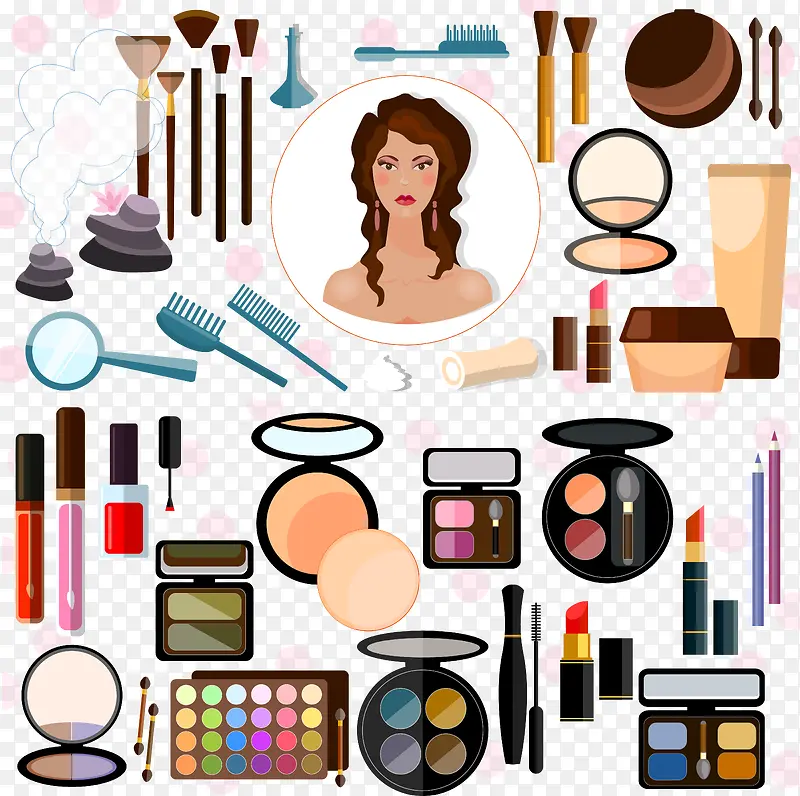 装饰一堆化妆品和化妆工具