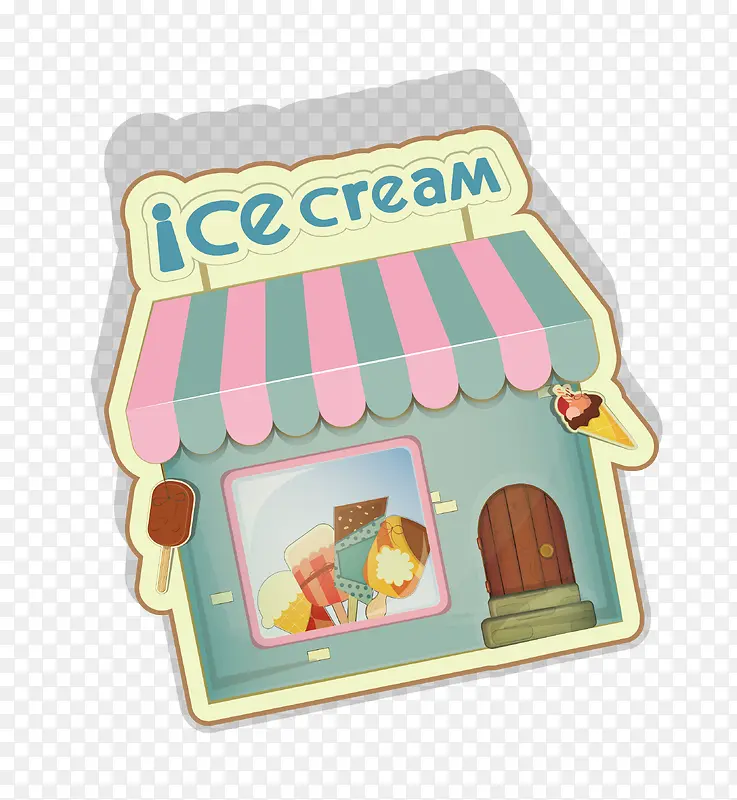 冰激淋商铺卡通扁平化