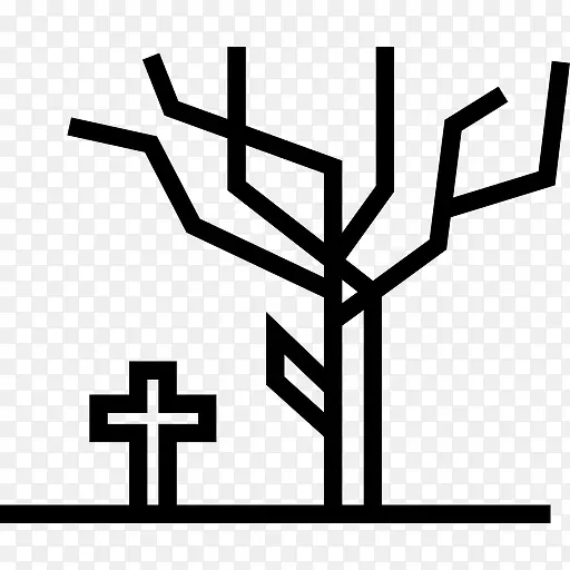 万圣节树和坟墓跨图标