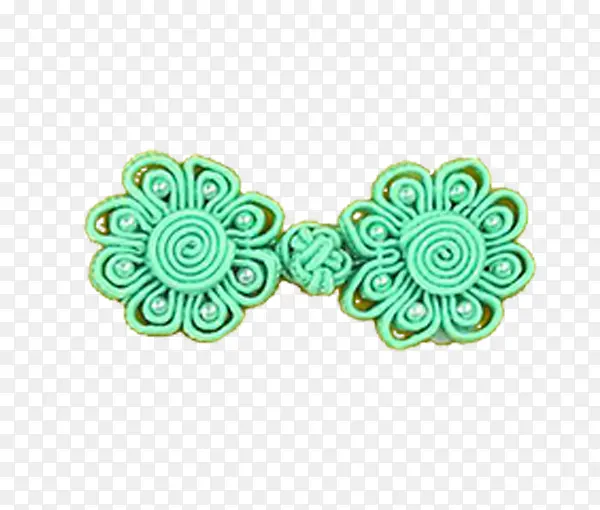 绿色钉珠花形扣