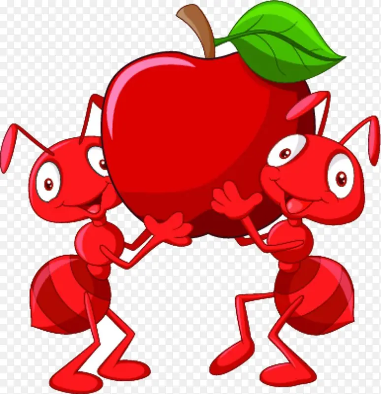 卡通蚂蚁搬苹果