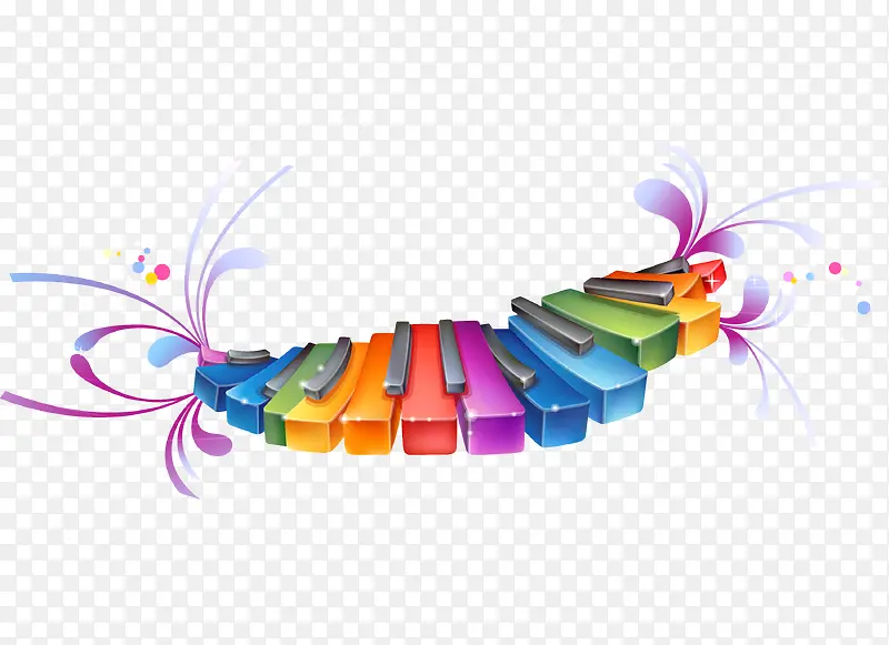 飞舞的彩色钢琴键盘