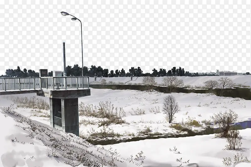 下过雪以后的水闸门PNG图片素材下载_图片编号qarnamgn-免抠素材网