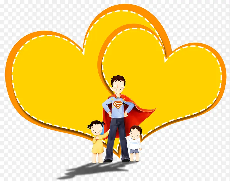卡通超人装扮家庭爱心背景