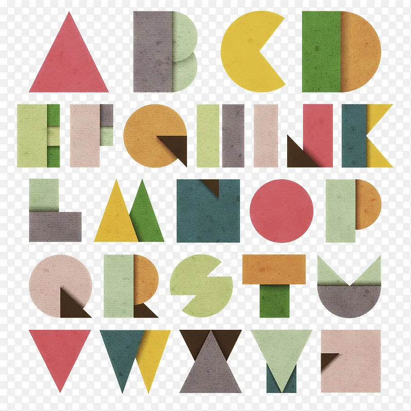 26彩色创意英文字母艺术字