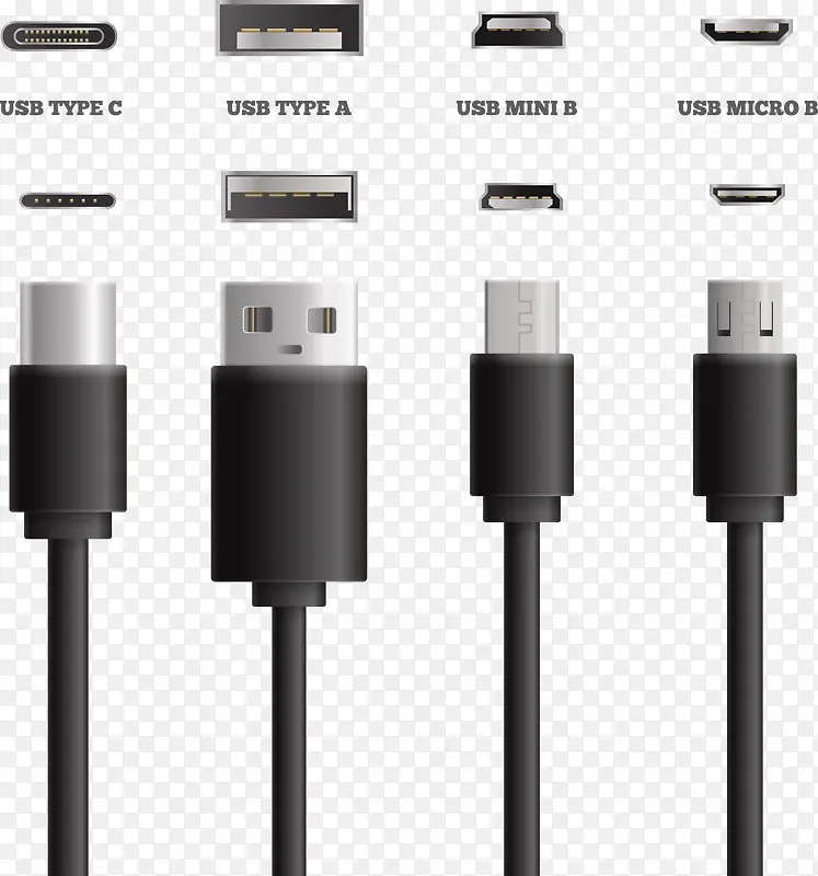 不同型号黑色USB