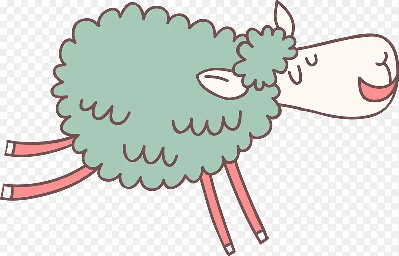 绿色卡通绵羊