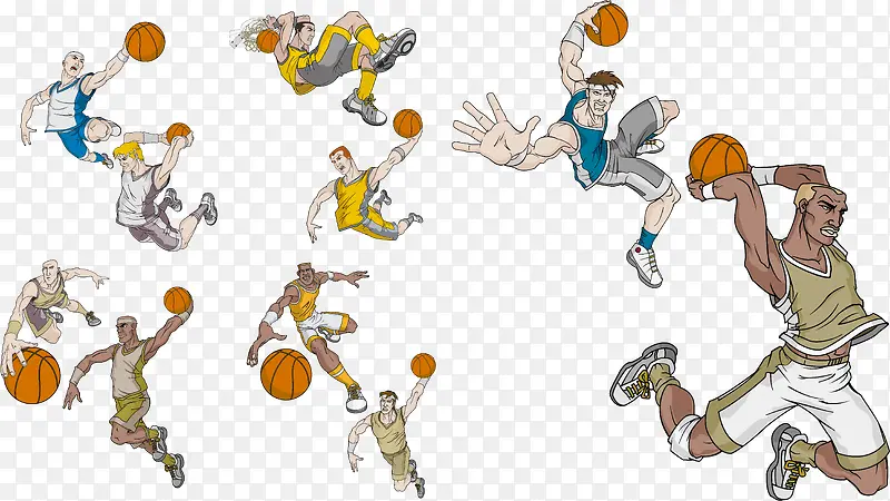 打篮球漫画人物矢量