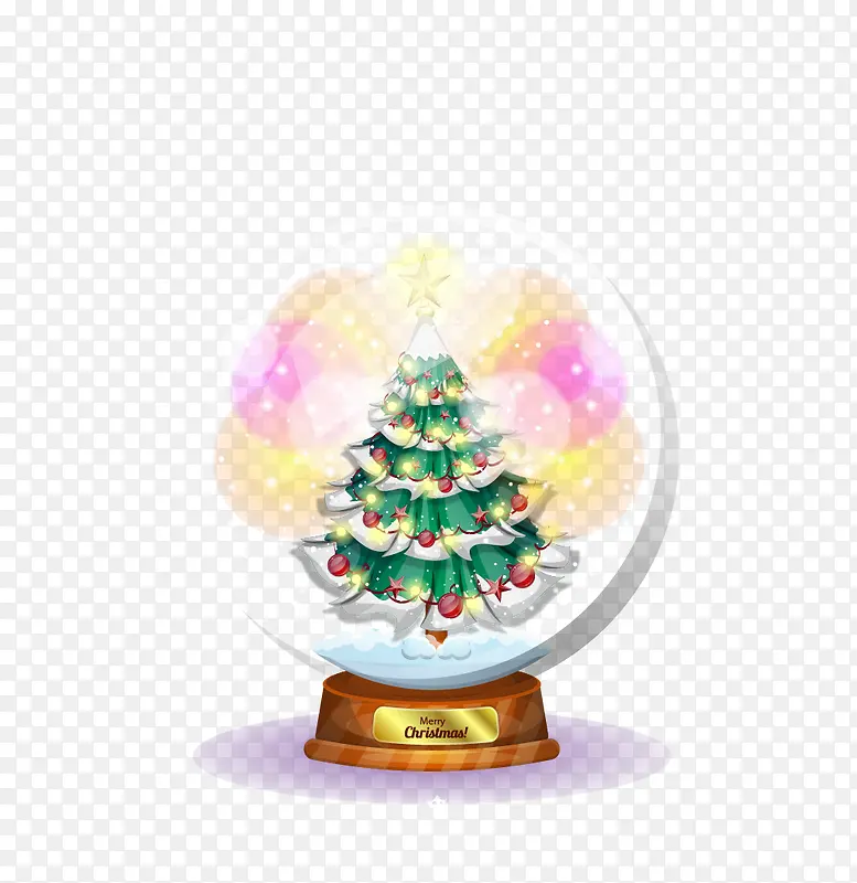 矢量手绘迷幻玻璃球圣诞树