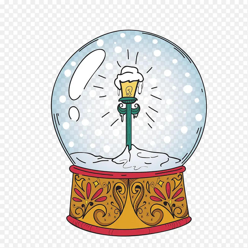 矢量手绘圣诞玻璃球灯柱