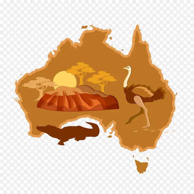 卡通澳大利亚旅游装饰