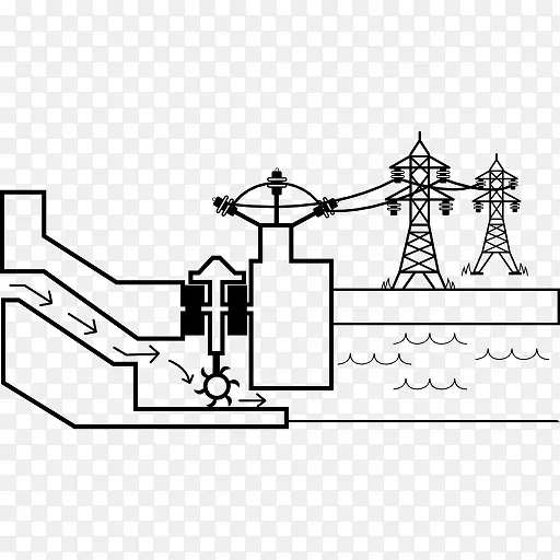 水力发电与电力线图标