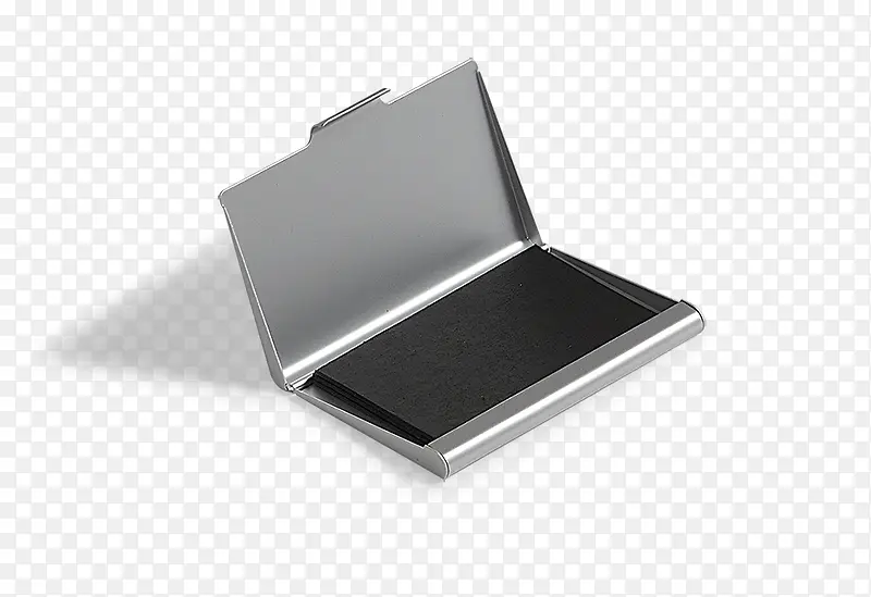 银白色金属名片盒带黑色空白名片