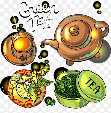 美味绿茶插画矢量素材下载