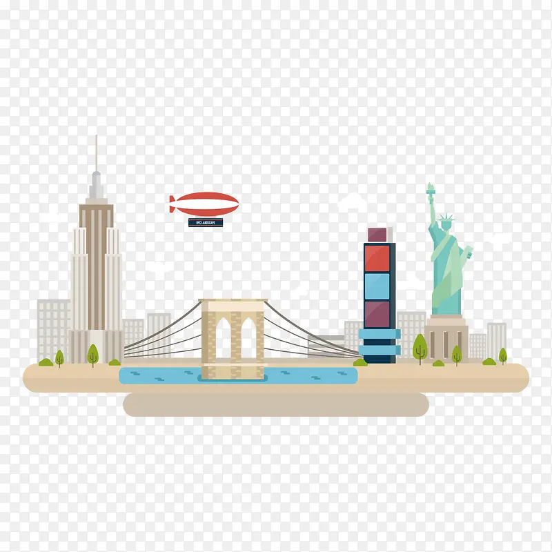 美国旅行插画