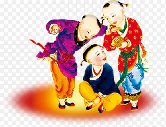彩色中国画儿童中秋