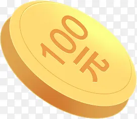 手绘黄色100元金币图标