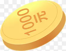 手绘黄色100金币图标