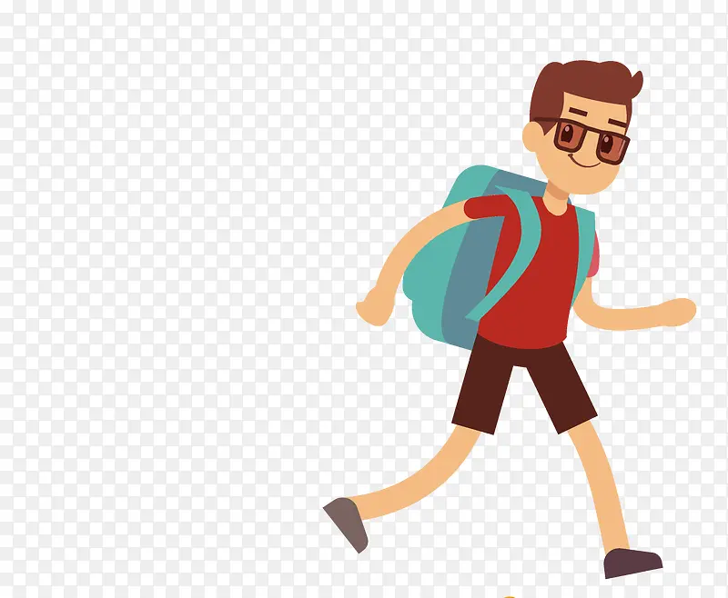 背着书包奔跑的小男孩