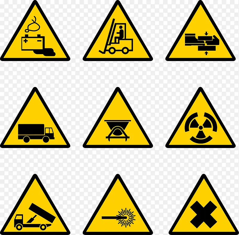 建筑工地安全警告标志矢量素材