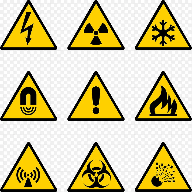 建筑工地安全警告标志矢量素材