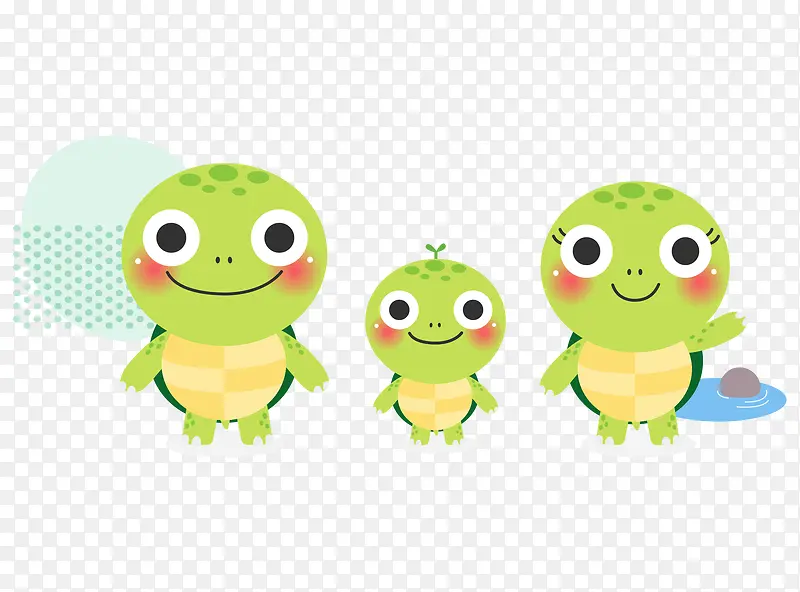 矢量卡通手绘可爱一家人乌龟
