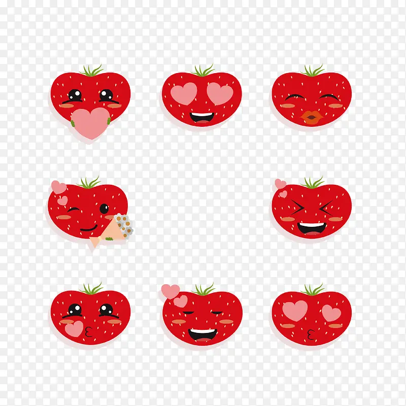 矢量EMOJI水果草莓表情包