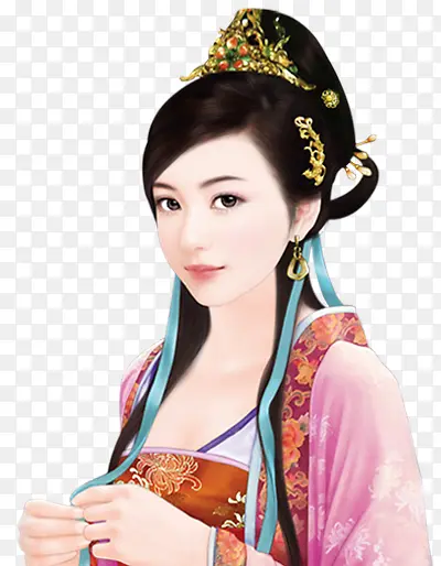 红衣宫廷女子古风立绘