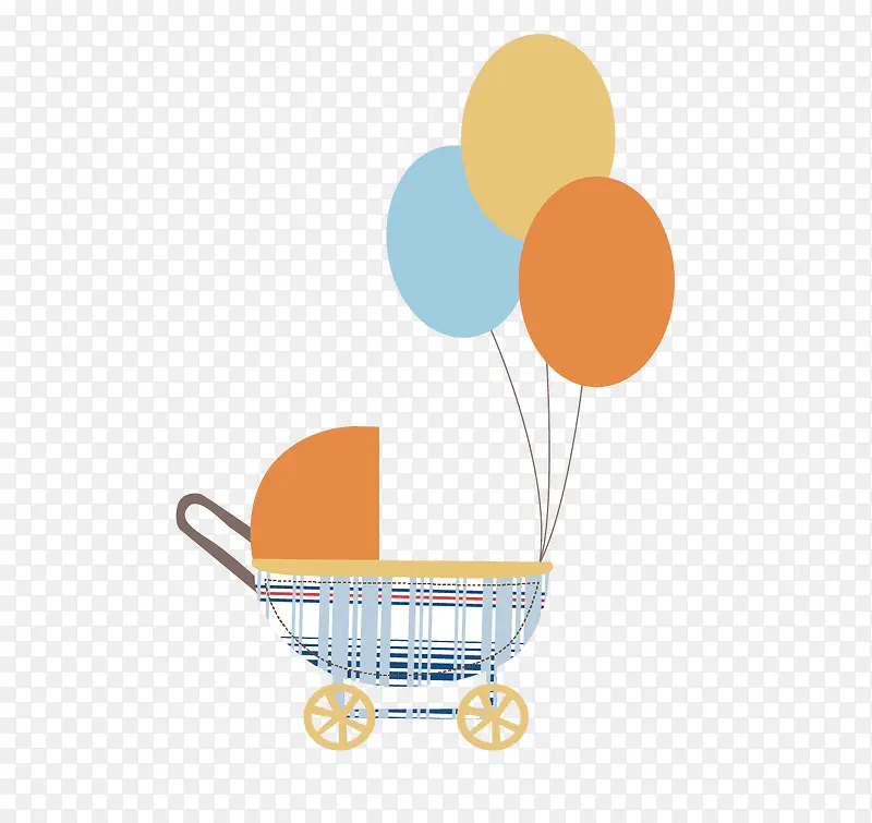 卡通婴儿车和气球