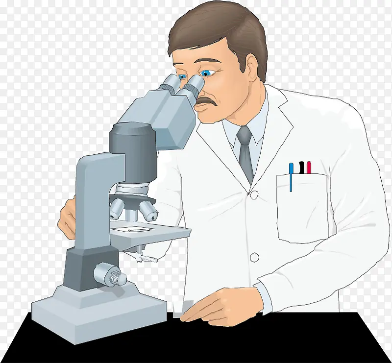 矢量看显微镜的医生